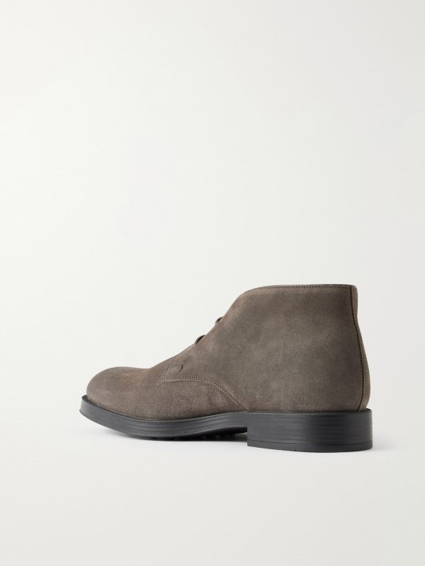 Logo Debossed Suede Lace-Up Boots - BK Logo Debossed Suede Lace-Up Boots - BK