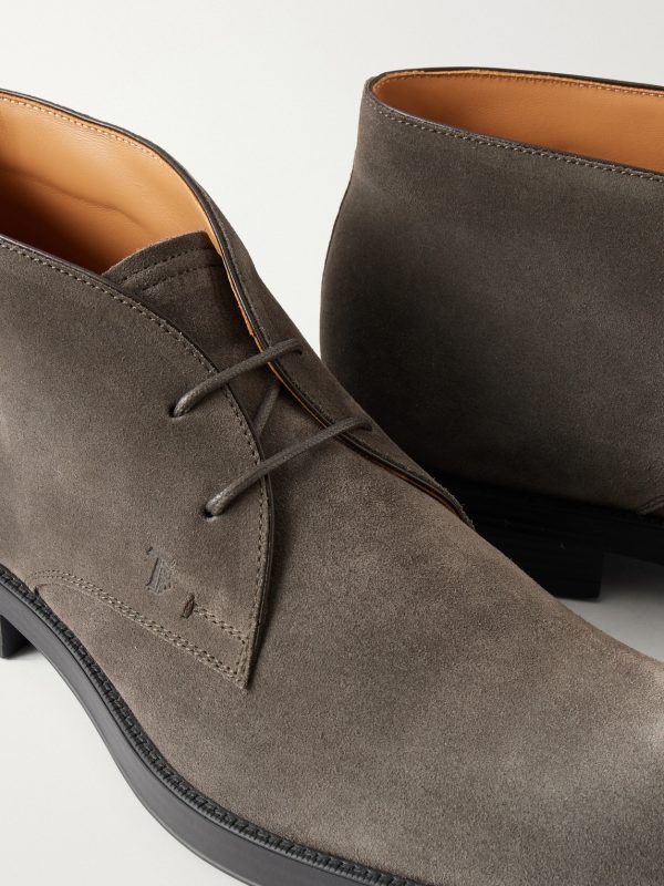 Logo Debossed Suede Lace-Up Boots - CU Logo Debossed Suede Lace-Up Boots - CU