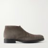 Logo Debossed Suede Lace-Up Boots Logo Debossed Suede Lace-Up Boots