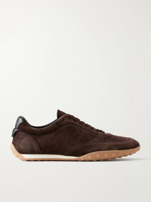 Panelled Leather-Trimmed Suede Sneakers