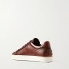 Cassetta Rubber-Trimmed Glossed-Leather Sneakers - BK
