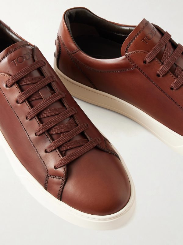 Cassetta Rubber-Trimmed Glossed-Leather Sneakers - CU