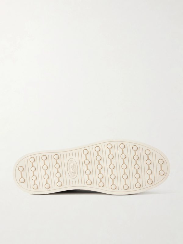 Cassetta Rubber-Trimmed Glossed-Leather Sneakers - E1