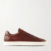 Cassetta Rubber-Trimmed Glossed-Leather Sneakers