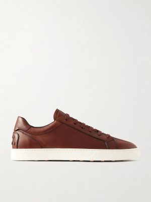 Cassetta Rubber-Trimmed Glossed-Leather Sneakers Cassetta Rubber-Trimmed Glossed-Leather Sneakers