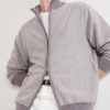 Birdseye Textured Organic Cashmere Zip-Up Cardigan - CU