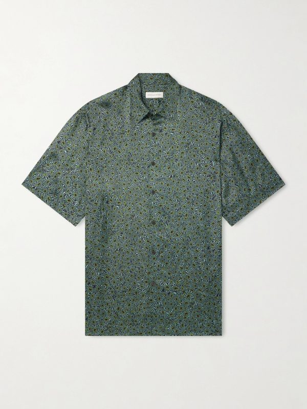 Camp-Collar Printed Satin Shirt Camp-Collar Printed Satin Shirt