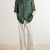 Camp-Collar Printed Satin Shirt - OU Camp-Collar Printed Satin Shirt - OU