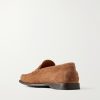 Gathered Suede Penny Loafers - BK Gathered Suede Penny Loafers - BK