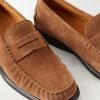 Gathered Suede Penny Loafers - CU Gathered Suede Penny Loafers - CU