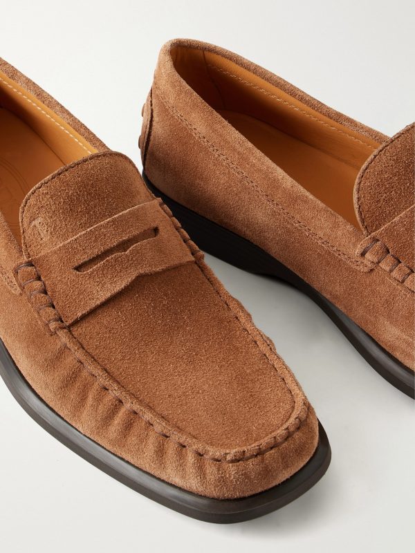 Gathered Suede Penny Loafers - CU Gathered Suede Penny Loafers - CU