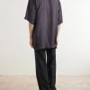 Camp-Collar Printed Satin Shirt - BK Camp-Collar Printed Satin Shirt - BK