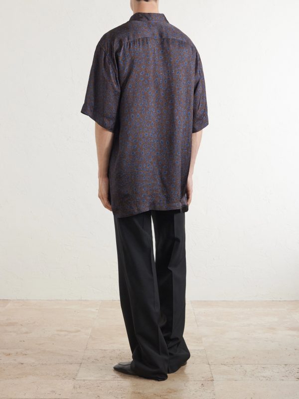 Camp-Collar Printed Satin Shirt - BK Camp-Collar Printed Satin Shirt - BK