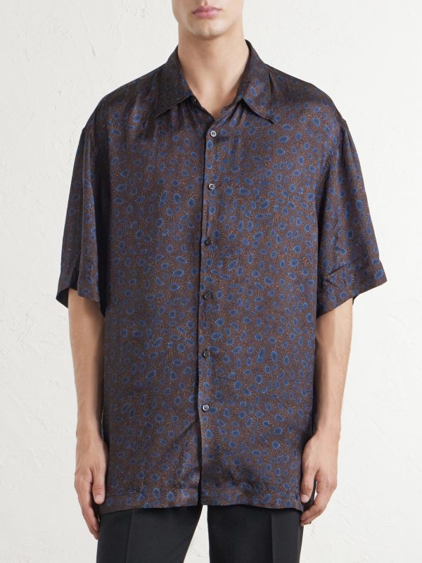 Camp-Collar Printed Satin Shirt - FR Camp-Collar Printed Satin Shirt - FR