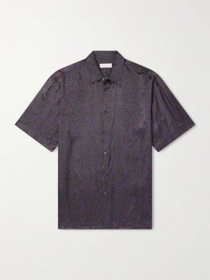 Camp-Collar Printed Satin Shirt Camp-Collar Printed Satin Shirt