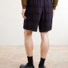 Wide-Leg Checked Twill Shorts - BK Wide-Leg Checked Twill Shorts - BK
