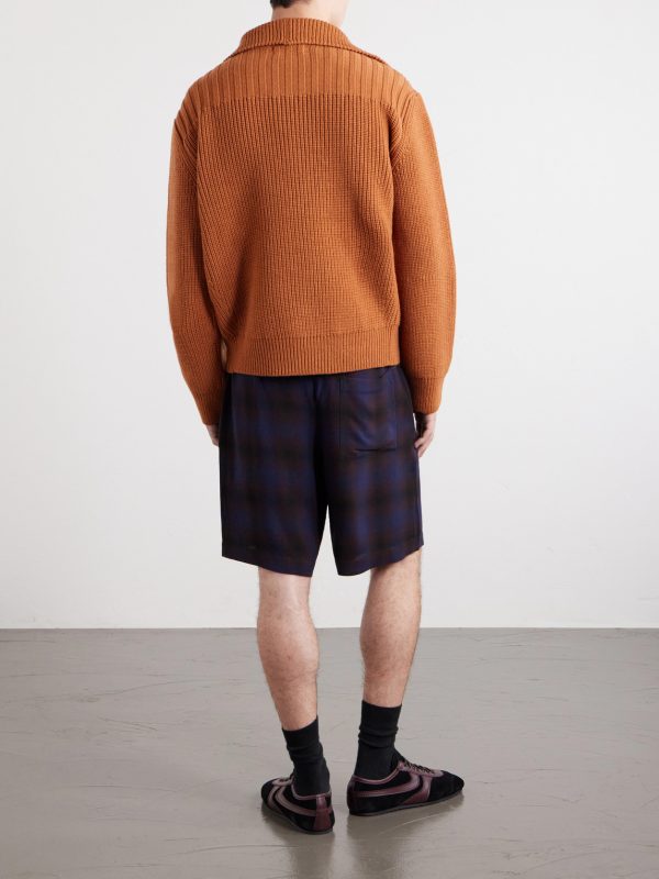 Marino Shawl-Collar Ribbed Wool Cardigan - BK