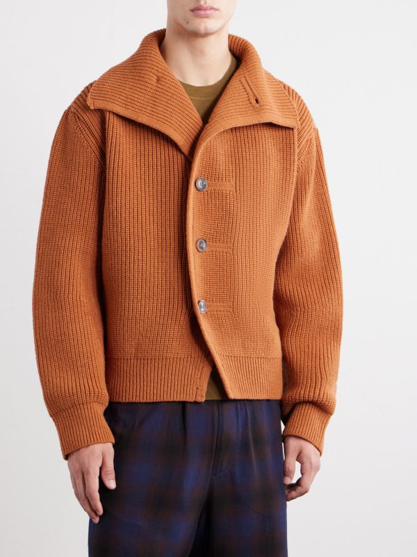 Marino Shawl-Collar Ribbed Wool Cardigan - FR