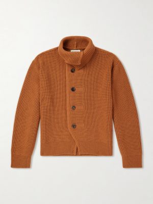 Marino Shawl-Collar Ribbed Wool Cardigan