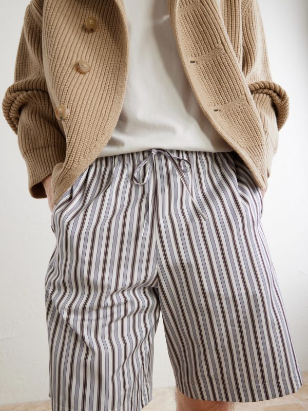 Piperi Straight-Leg Striped Cotton Shorts - CU
