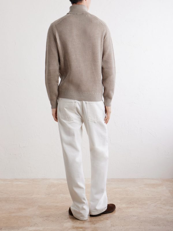 Ribbed Virgin Wool Rollneck Sweater - BK