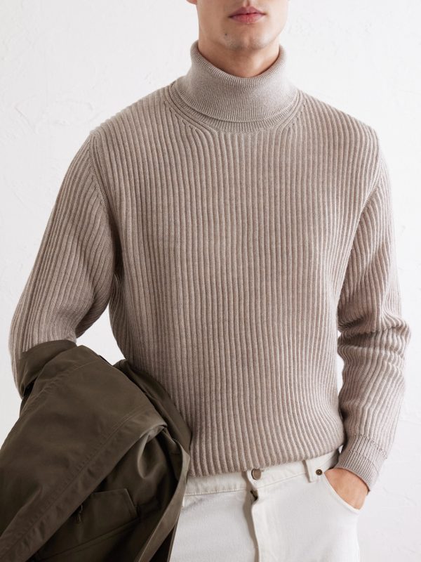 Ribbed Virgin Wool Rollneck Sweater - CU