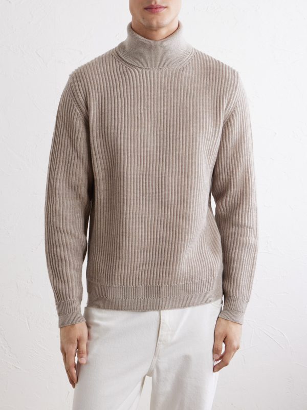 Ribbed Virgin Wool Rollneck Sweater - FR