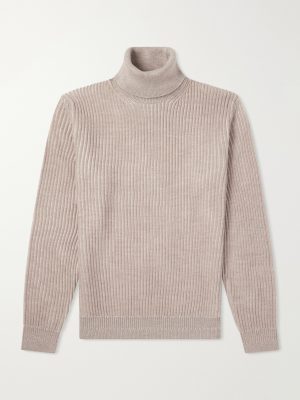Ribbed Virgin Wool Rollneck Sweater