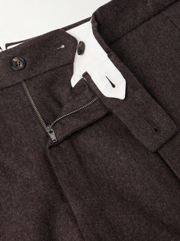 Tapered Pleated Wool and Cashmere-Blend Suit Trousers - E1 Tapered Pleated Wool and Cashmere-Blend Suit Trousers - E1