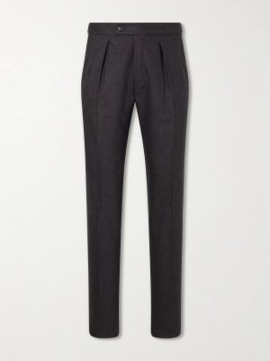 Tapered Pleated Wool and Cashmere-Blend Suit Trousers