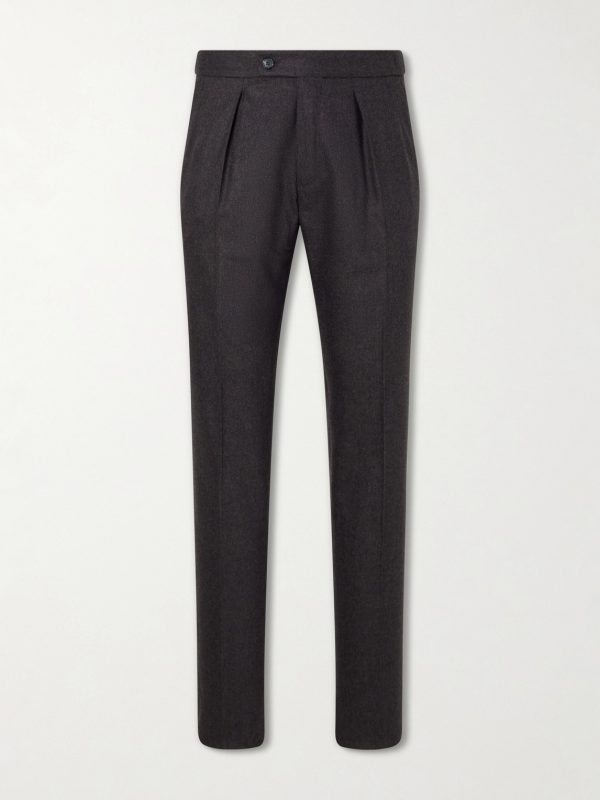 Tapered Pleated Wool and Cashmere-Blend Suit Trousers Tapered Pleated Wool and Cashmere-Blend Suit Trousers