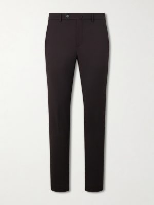Straight-Leg Pleated Woven Suit Trousers