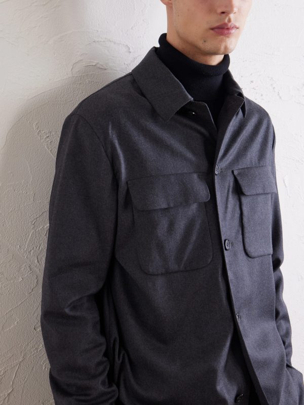 Stretch-Wool Flannel Overshirt - CU Stretch-Wool Flannel Overshirt - CU