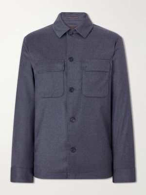 Stretch-Wool Flannel Overshirt