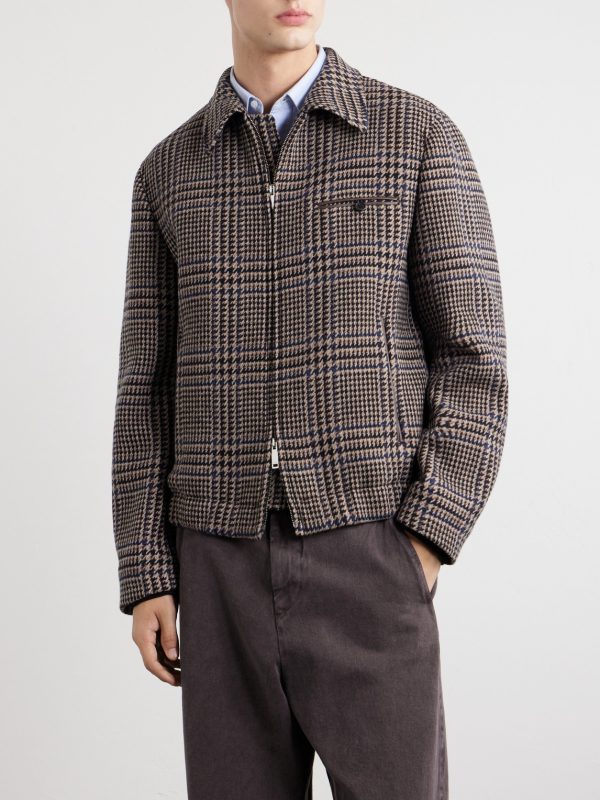 Montedoro Il Primo Checked Stretch-Wool Blouson Jacket - FR Montedoro Il Primo Checked Stretch-Wool Blouson Jacket - FR