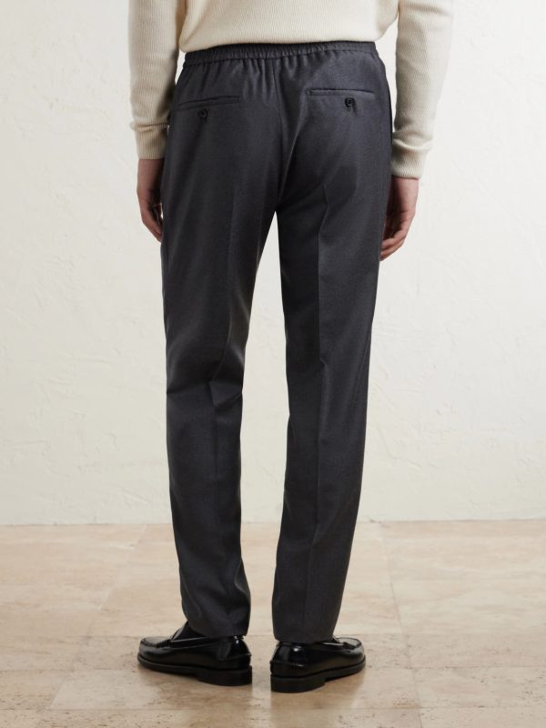 Tapered Pleated Virgin Wool Trousers - BK