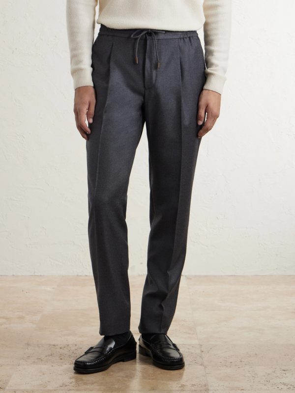 Tapered Pleated Virgin Wool Trousers - FR