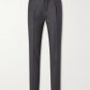 Tapered Pleated Virgin Wool Trousers