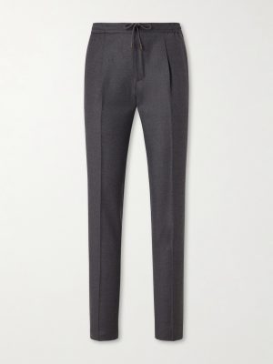 Tapered Pleated Virgin Wool Trousers