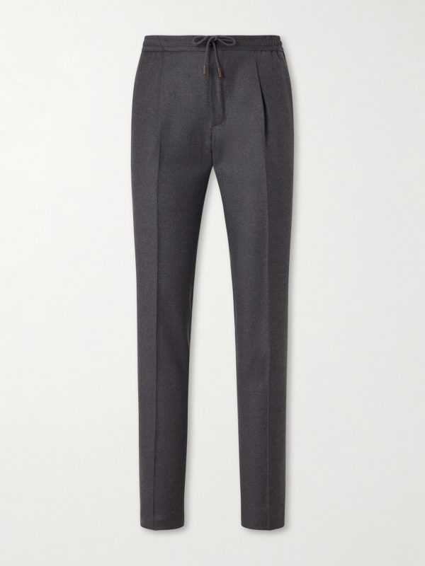 Tapered Pleated Virgin Wool Trousers