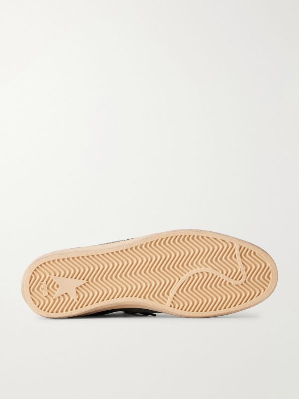 Ball Star Distressed Leather-Trimmed Suede Sneakers - E1