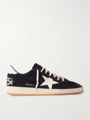 Ball Star Distressed Leather-Trimmed Suede Sneakers Ball Star Distressed Leather-Trimmed Suede Sneakers