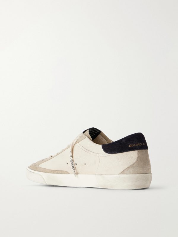 Super-Star Distressed Suede -Trimmed Leather Sneakers - BK Super-Star Distressed Suede -Trimmed Leather Sneakers - BK
