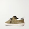Super-Star Distressed Leather-Trimmed Suede Sneakers - BK Super-Star Distressed Leather-Trimmed Suede Sneakers - BK