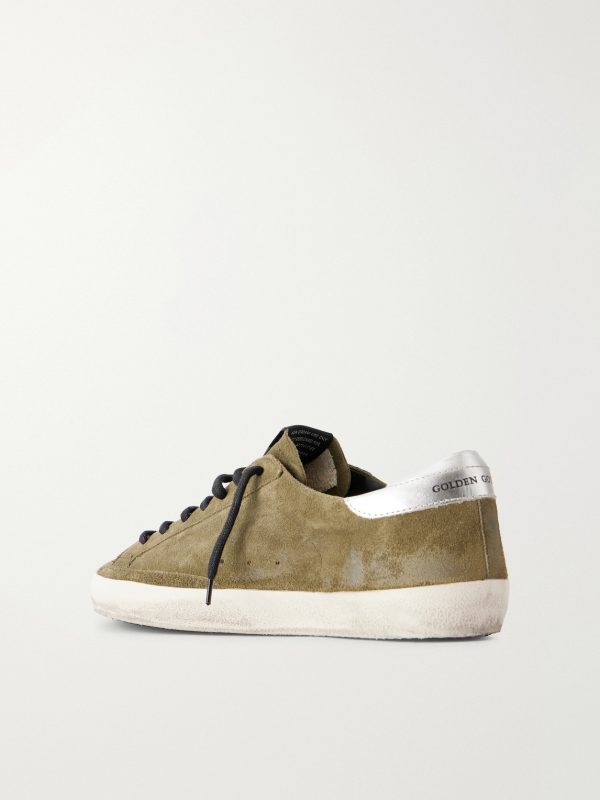 Super-Star Distressed Leather-Trimmed Suede Sneakers - BK Super-Star Distressed Leather-Trimmed Suede Sneakers - BK
