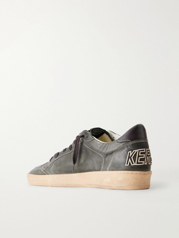 Ball Star Distressed Leather Sneakers - BK