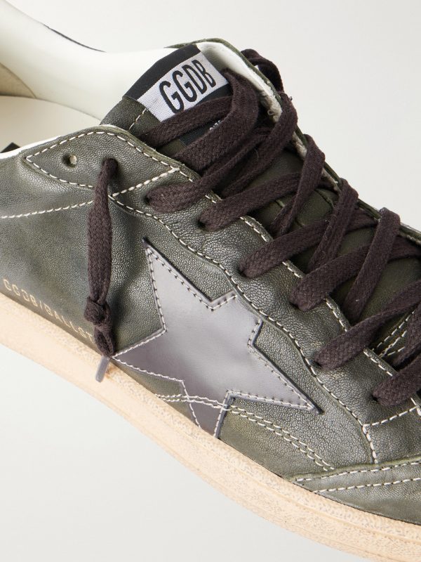 Ball Star Distressed Leather Sneakers - CU