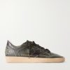 Ball Star Distressed Leather Sneakers