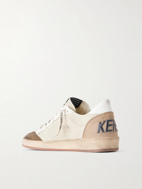 Ball Star Distressed Suede -Trimmed Leather Sneakers - BK Ball Star Distressed Suede -Trimmed Leather Sneakers - BK