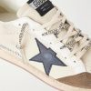 Ball Star Distressed Suede -Trimmed Leather Sneakers - CU Ball Star Distressed Suede -Trimmed Leather Sneakers - CU